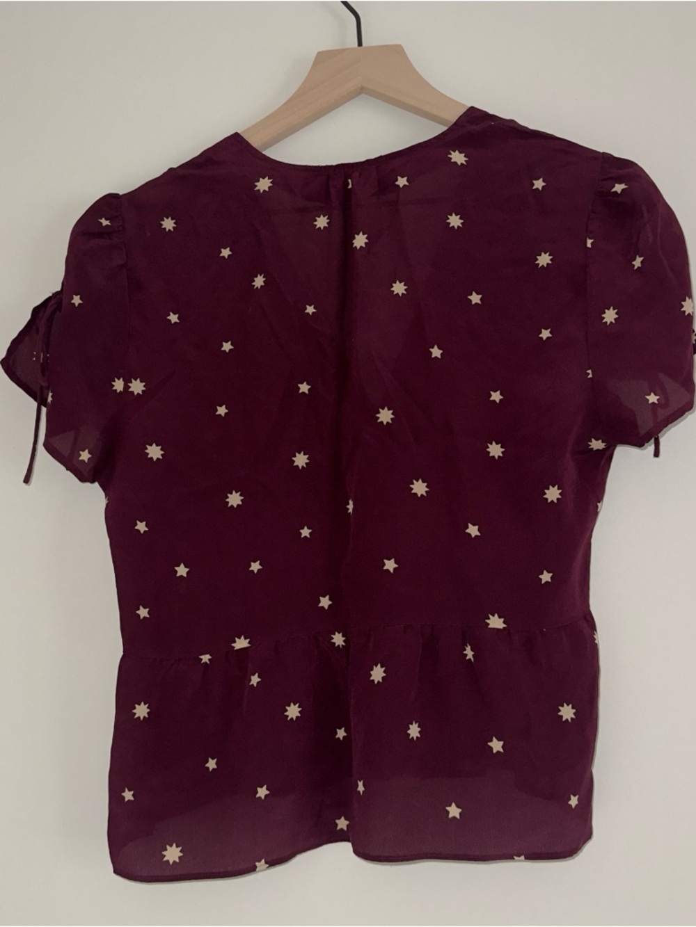 100% Silk Madewell Peplum Star Print Top - Picture 6 of 7